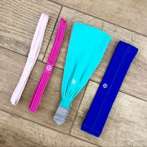 Lululemon pink blue and teal gray headbands
